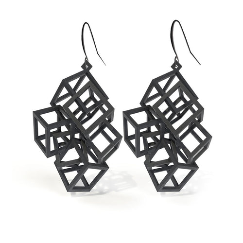 Z Cube Earring - zimarty - wearable architecture 3d printed jewelry 
