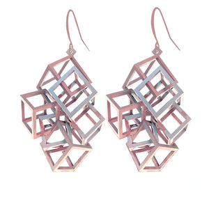 Z Cube Earring - zimarty - wearable architecture 3d printed jewelry 